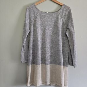 Nordstrom Collection Linen Blend Color Block Tunic Sweater, XL